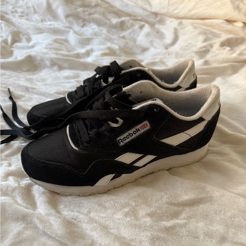 Reebok Women’s Classic Nylon Black and White Sneakers